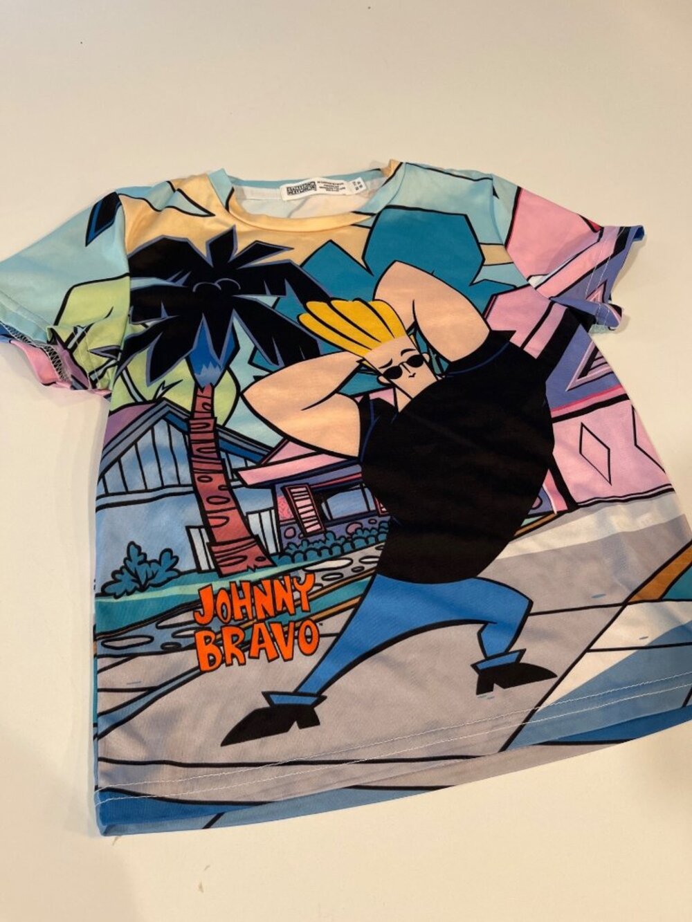 Johnny Bravo Cartoon Network Graphic T-Shirt Kids Size 5T Colorful Short Sleeve